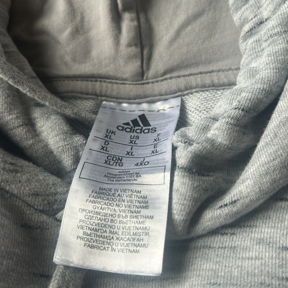 Adidas Men's Heather Gray Hoodie size XL - Picture 3 of 4